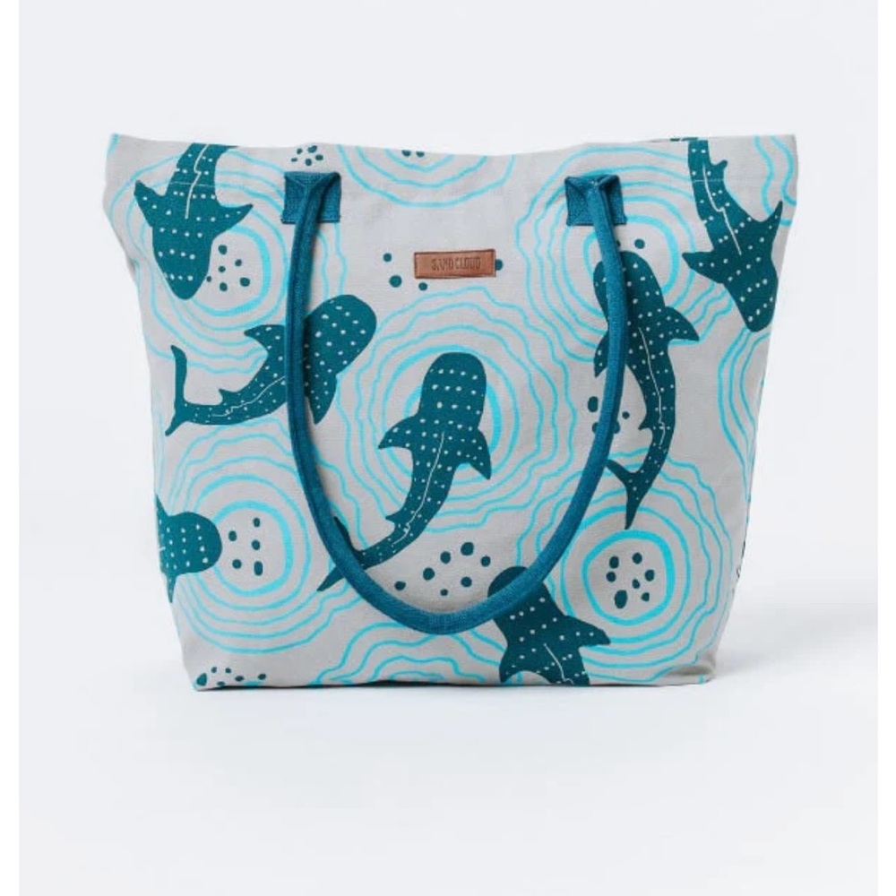 Sand Cloud Shark Ripples Beach Tote